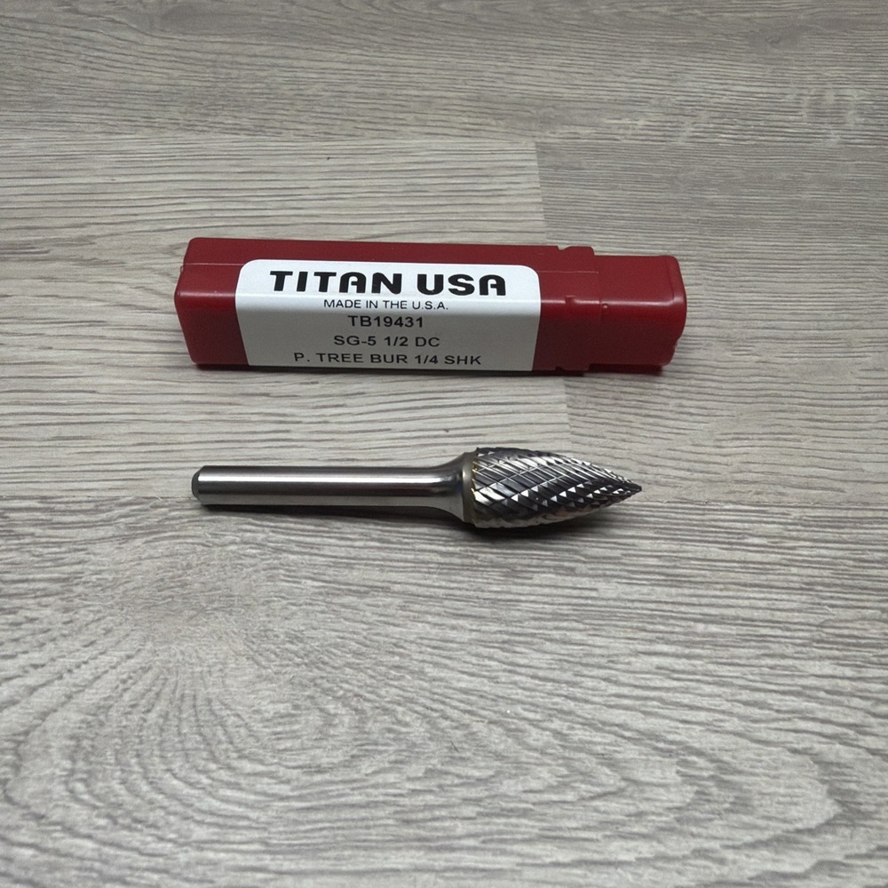 Titan USA TB19431‎ SG-5 Tree Shape Carbide Burr 1/4" Shank 1/2" Diameter New